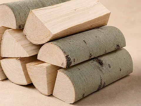 Берёзовый кругляк не колотый — структура древесины и кора